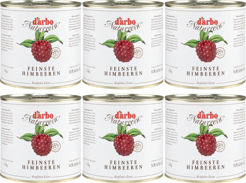 Food-United HIMBEER-KONFITÜRE EXTRA NATURREIN 6x 3kg Dose von DARBO