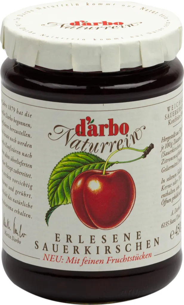 Food-United KONFITÜRE-EXTRA Sauerkirsche-Weichsel 450g von DARBO Naturrein fruchtiger fruit spread perfekt für Brot und Brötchen Frühstück Quark Porridge Puddings Eiscremes Füllungen Gebäck Kirschkuchen