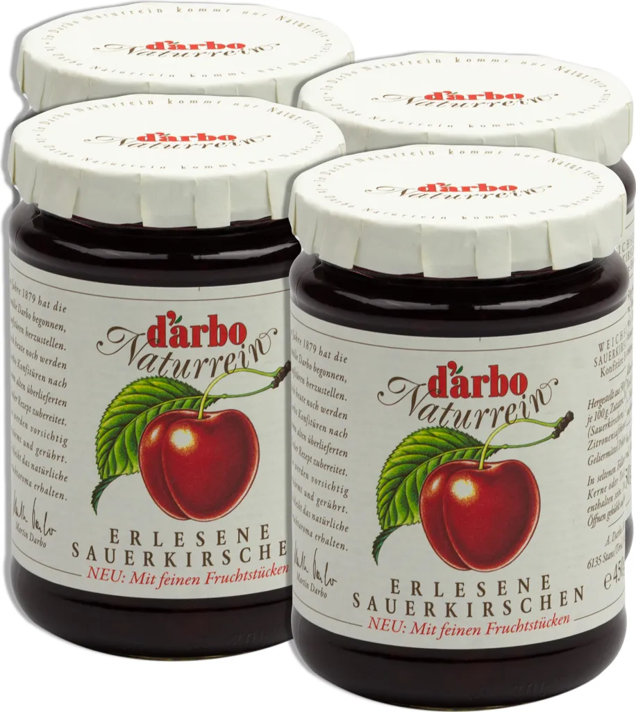 Food-United KONFITÜRE-EXTRA Sauerkirsche-Weichsel 4x 450g von DARBO Naturrein fruchtiger fruit spread perfekt für Brot und Brötchen Frühstück Quark Porridge Puddings Eiscremes Füllungen Gebäck Kirschkuchen