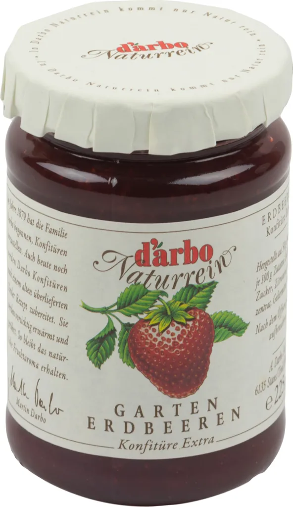 Food-United KONFITÜRE EXTRA Singles Gartenerdbeere-Erdbeere 225g von DARBO Naturrein fruchtiger strawberry jam perfekt für Single-Frühstück Brot und Brötchen Erdbeerkuchen Quark Porridge Puddings