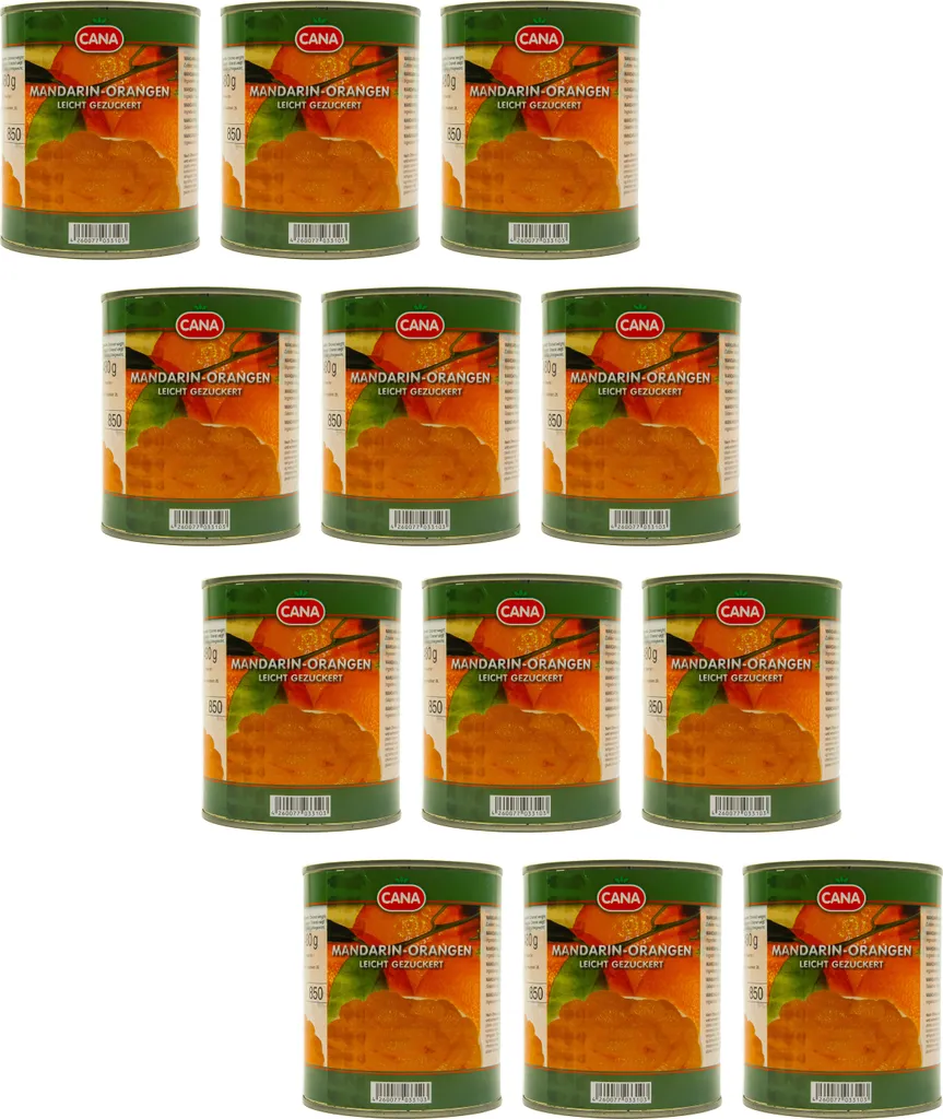 Food-United Mandarin Oranges Peeled Seedless 12 Cans Filling 800g ATG 480g