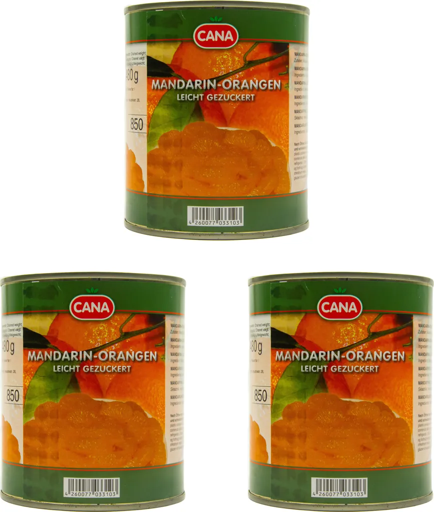 Food-United Mandarin Oranges Peeled Seedless 3 Cans Filling 800g ATG 480g