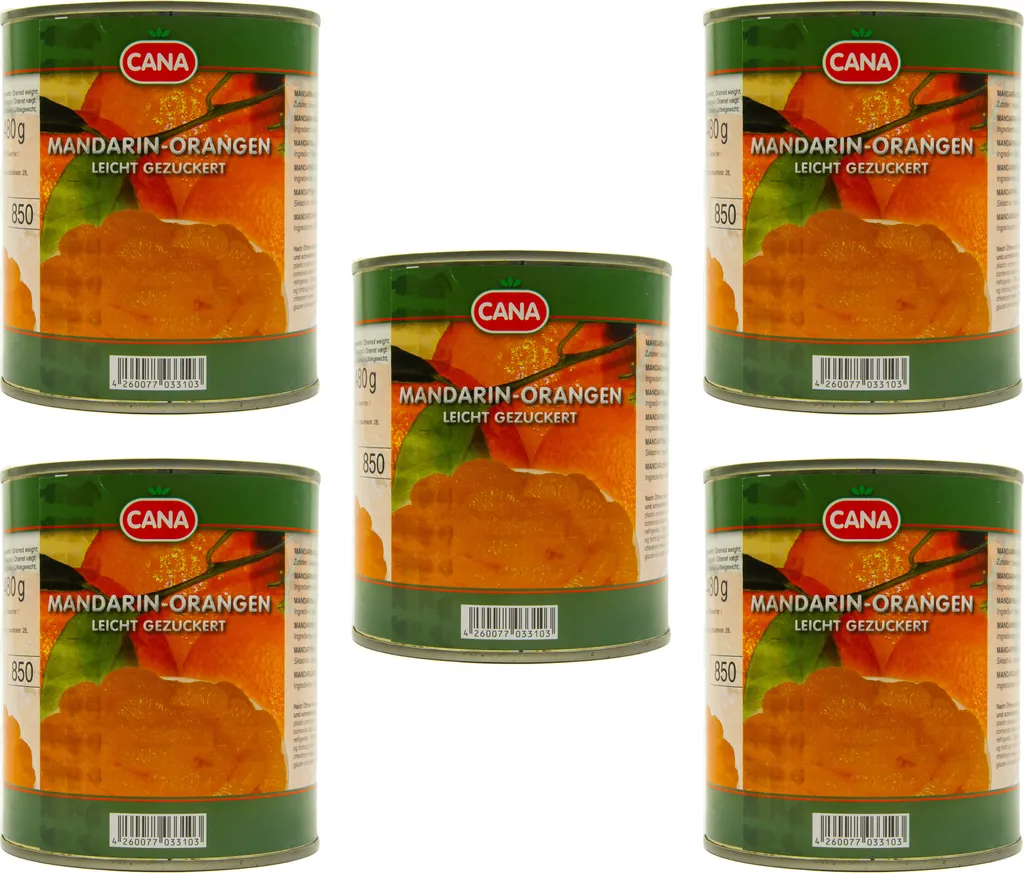 Food-United Mandarin Oranges Peeled Seedless 5 Cans Filling 800g ATG 480g