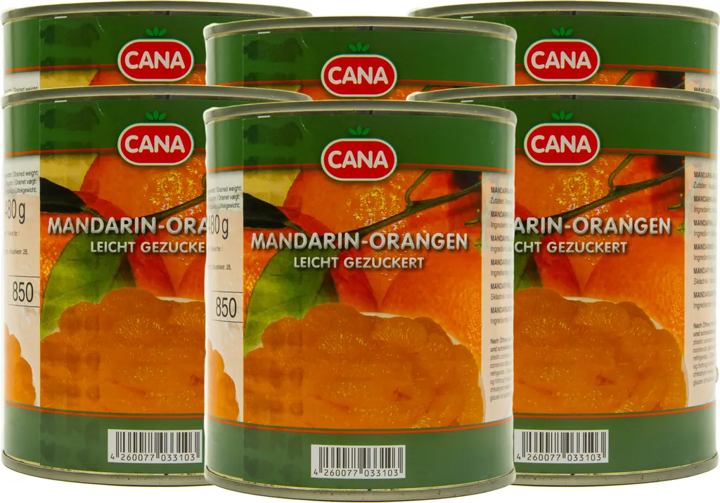 Food-United Mandarin Oranges Peeled Seedless 6 Cans Filling 800g ATG 480g
