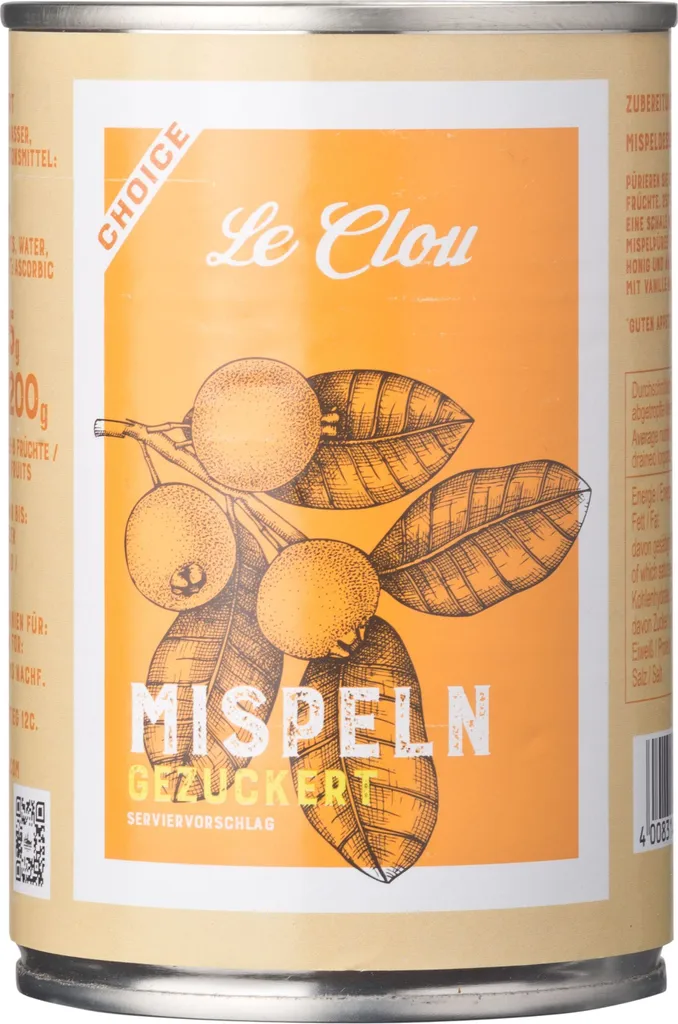 Food United medlars in a can, 6 – 8 pieces, 2 x 425 g sugared, peeled and pitted, without flavorings and preservatives, for desserts, cakes, quark dishes, chutney, topping for pancakes, medlar compote, ingredient for medlars, ready to eat, egg