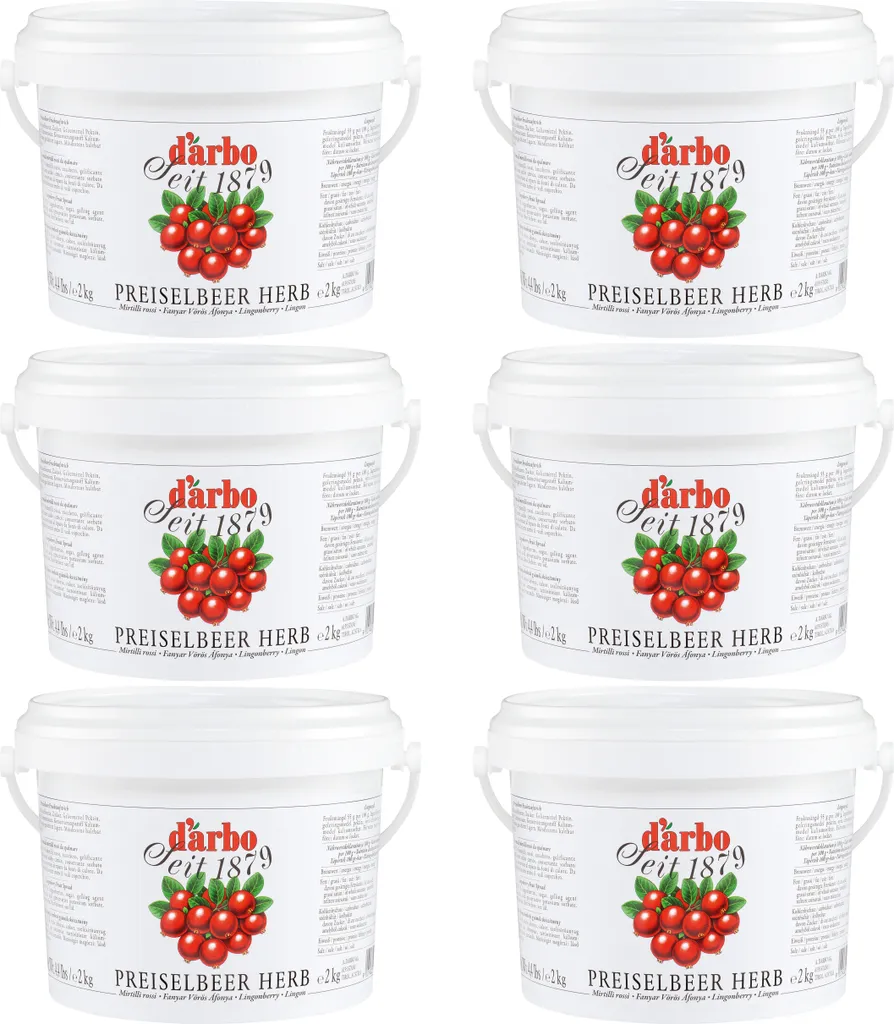 Food-United PREISELBEEREN- FRUCHTAUFSTRICH herb 6x 2kg im Eimer von DARBO