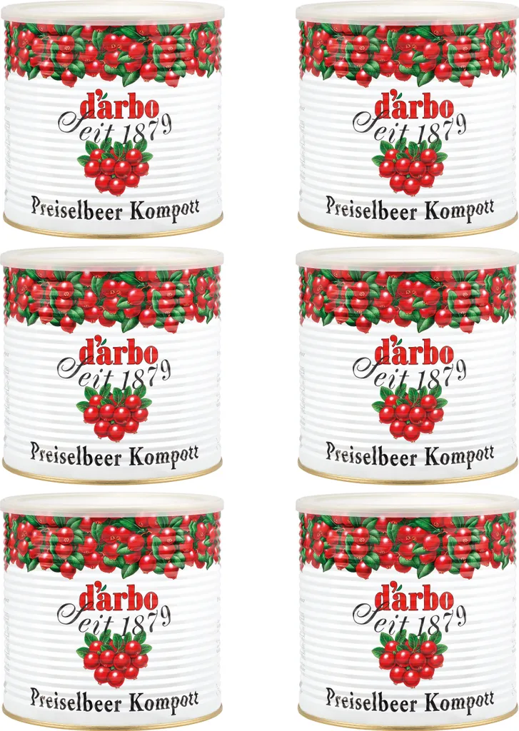 Food-United PREISELBEEREN-KOMPOTT fein-herb 6x 2,8kg Dose von DARBO