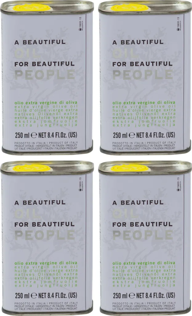 Food-United PREMIUM SPEISEÖL Ölivenöl aus Italien 4x 250ml, italienisches Olivenöl extra nativ vergine kaltgepresst mit nur 0,8 % Säure “A Beautiful Oil For Beautiful People” von TERRE FRANCESCANE