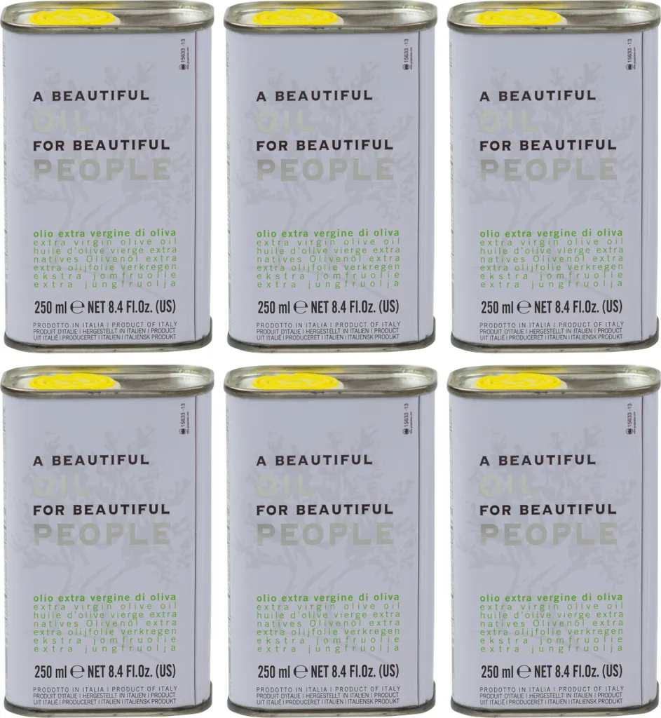Food-United PREMIUM SPEISEÖL Ölivenöl aus Italien 6x 250ml, italienisches Olivenöl extra nativ vergine kaltgepresst mit nur 0,8 % Säure “A Beautiful Oil For Beautiful People” von TERRE FRANCESCANE