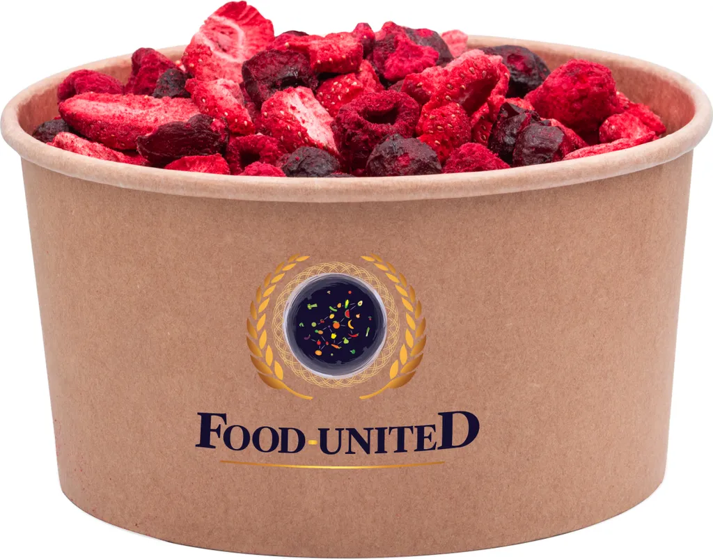 Food-United RED FRUIT MIX FREEZE-DRIED 900g Raspberry Strawberry Cherry