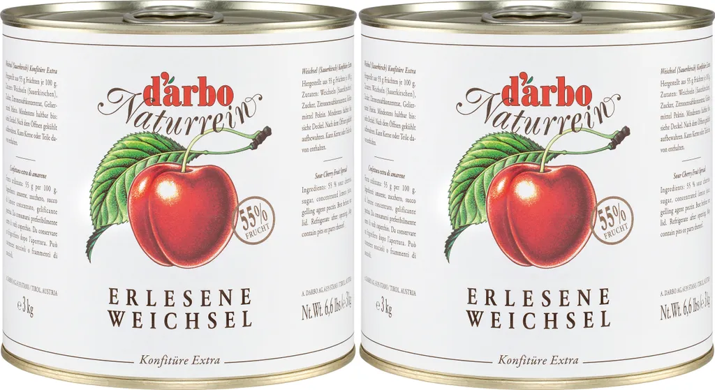 Food-United SAUERKIRSCHE-WEICHSEL-KONFITÜRE EXTRA 2x 3 kg Dose von DARBO