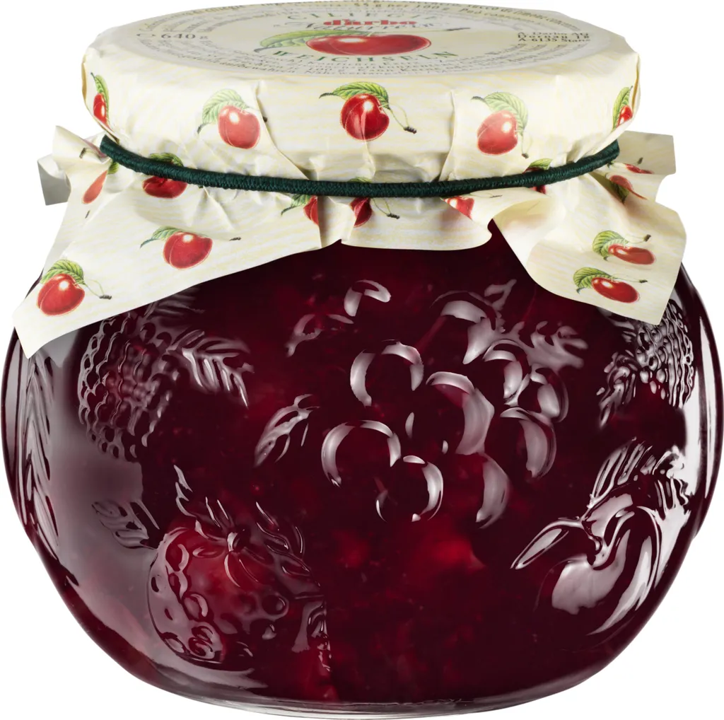 Food-United SAUERKIRSCHE-WEICHSEL KONFITÜRE EXTRA 640g im Dekorglas DARBO