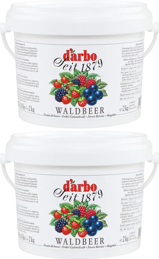 Food-United WALDBEEREN-FRUCHTAUFSTRICH 2x 2kg im Vorrats-Eimer von DARBO