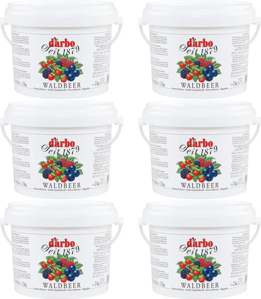 Food-United WALDBEEREN-FRUCHTAUFSTRICH 6x 2kg im Vorrats-Eimer von DARBO