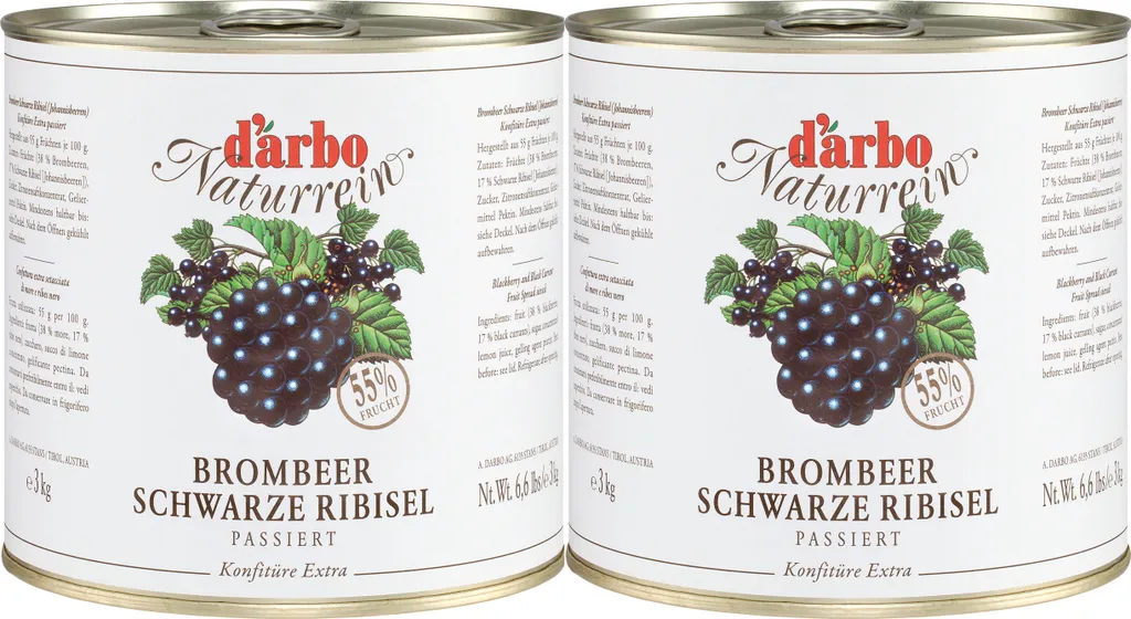 Food-United WALDBEEREN-KONFITÜRE EXTRA NATURREIN 2x 3kg Dose von DARBO