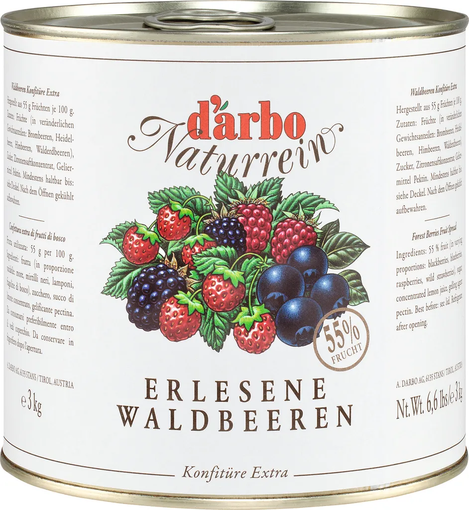 Food-United WALDBEEREN-KONFITÜRE EXTRA NATURREIN 3kg Dose von DARBO