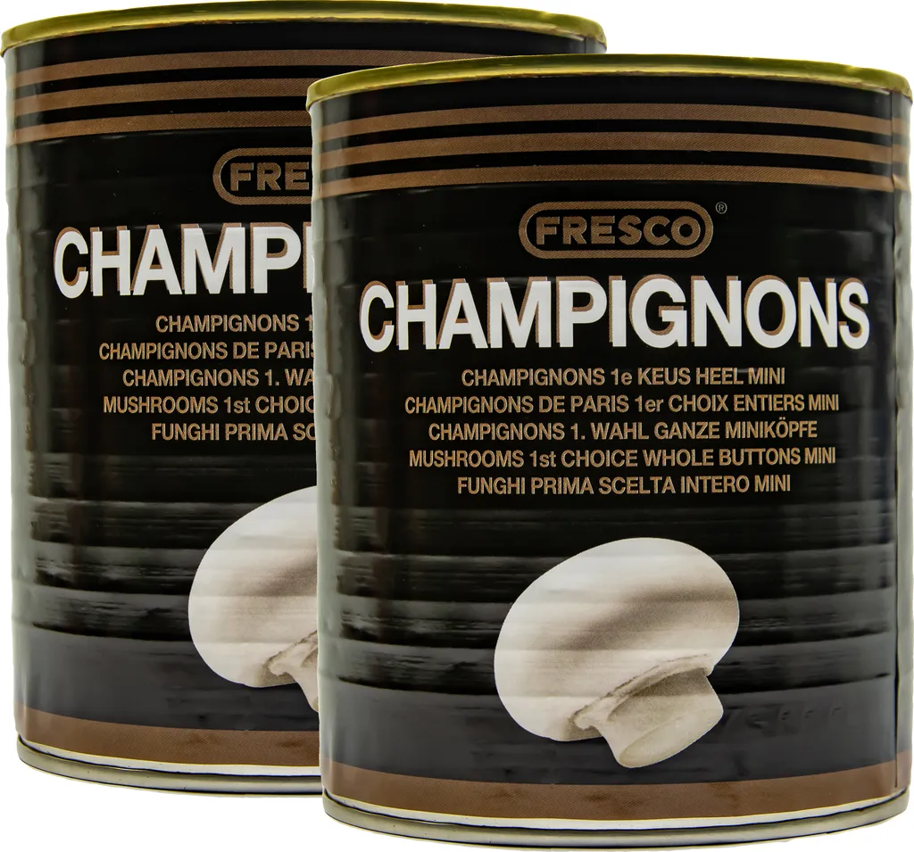 Food-United white mushrooms mini heads whole filling 800g ATG 460g 2 cans