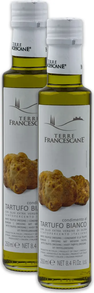 Food-United Weißer Trüffel-Öl 2x 250ml von TERRE FRANCESCANE extra Natives Olivenöl mit weißem Trüffel-Aroma Premium-Trüffelöl aus Italien für Feinschmecker-innen und Gourmetküche