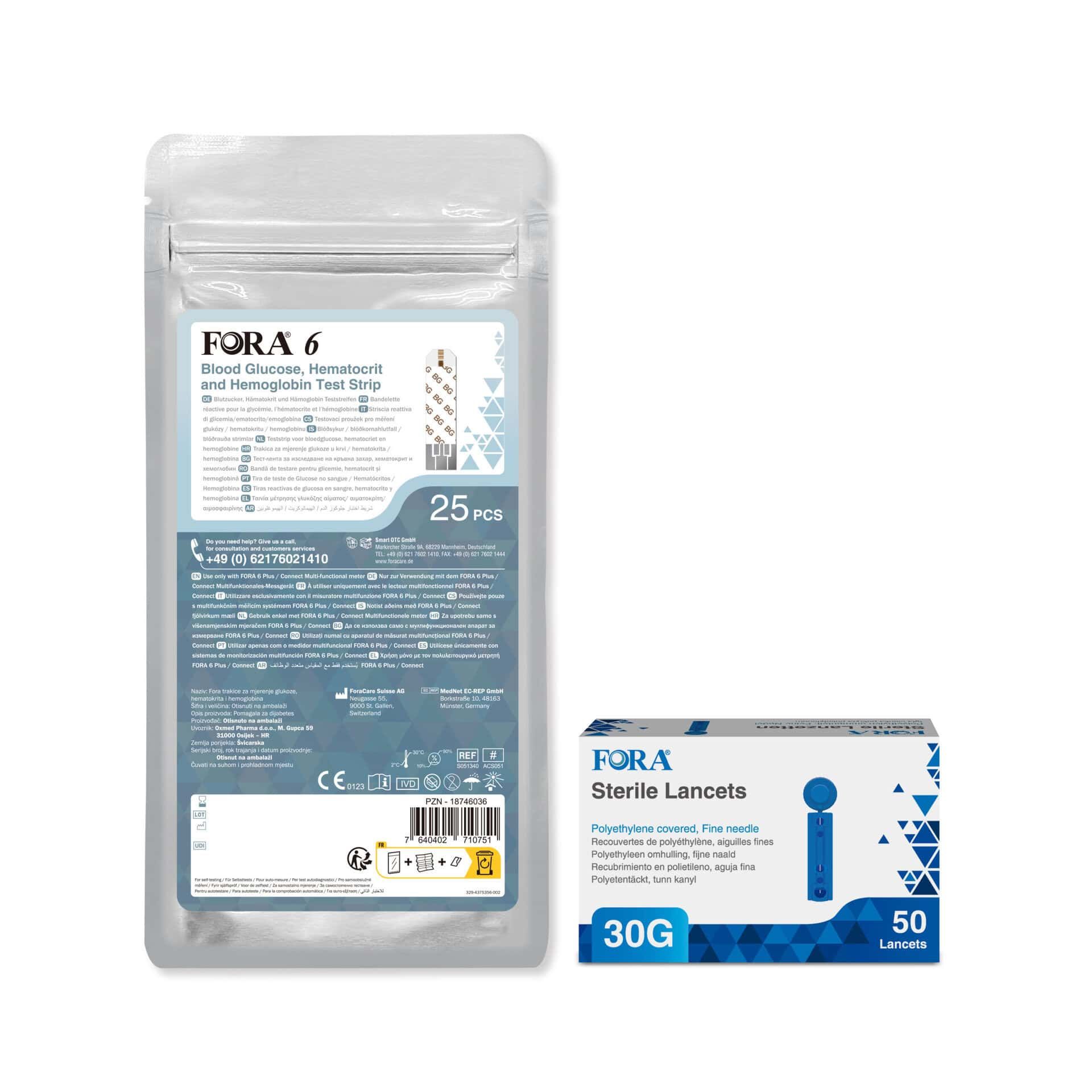 FORA 6 3-in-1 Teststreifen + FORA 30G Lanzetten - The Tester