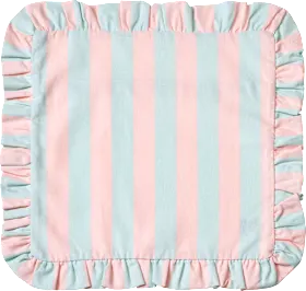 Cushion cover made of cotton, stripes/ruffles, mint/pink (40x40 cm), 1 piece