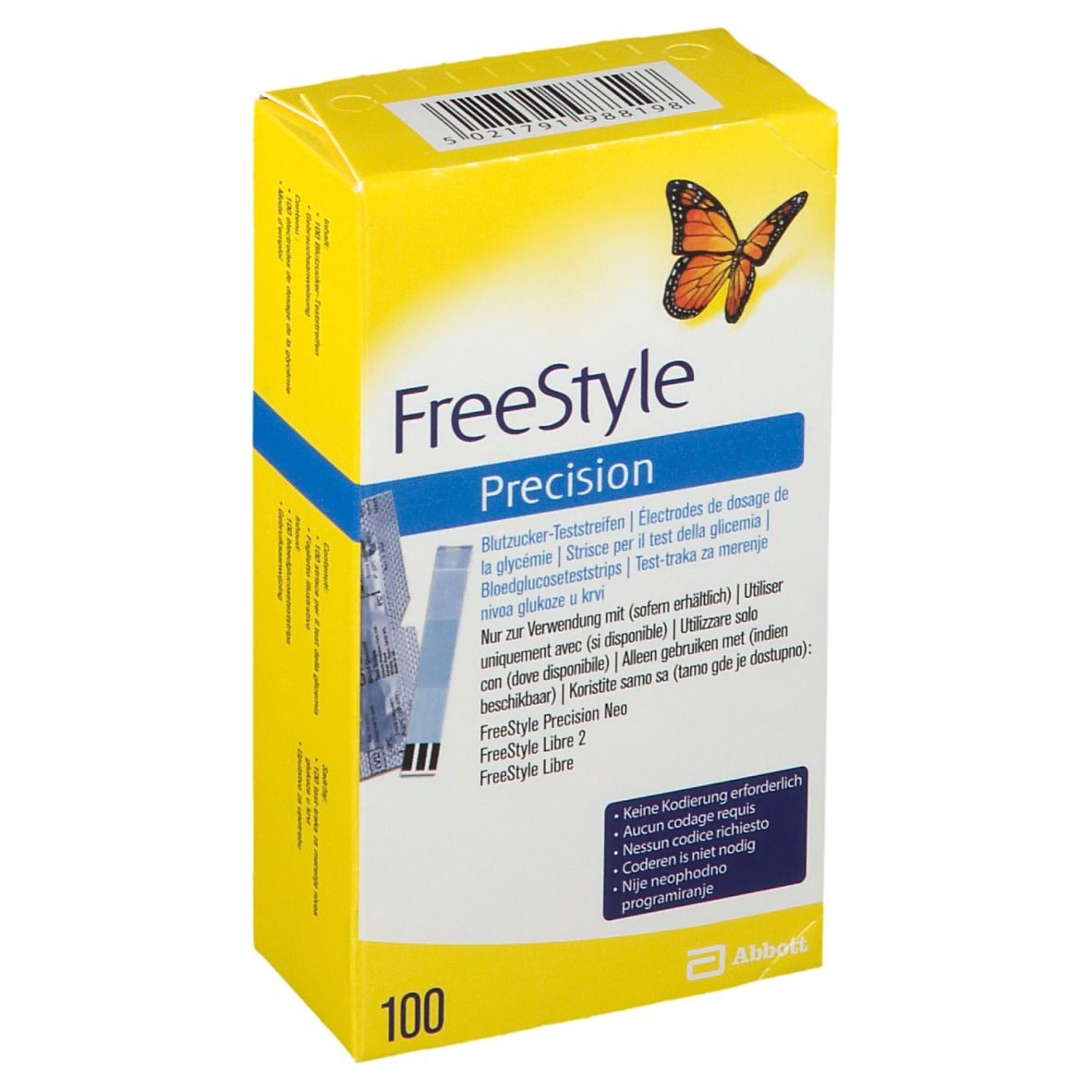 Freestyle Precision blood sugar test strips without coding