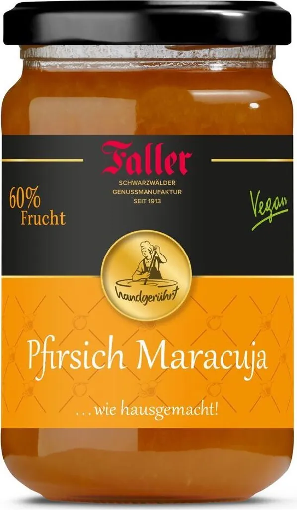 Fruchtaufstriche aus dem Schwarzwald Faller Pfirsich-Maracuja Konfitüre Vegan