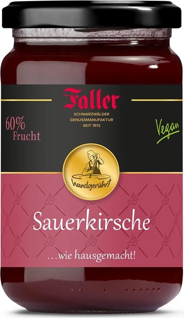 Fruchtaufstriche aus dem Schwarzwald Faller Sauerkirschen Konfitüre Vegan  330 g