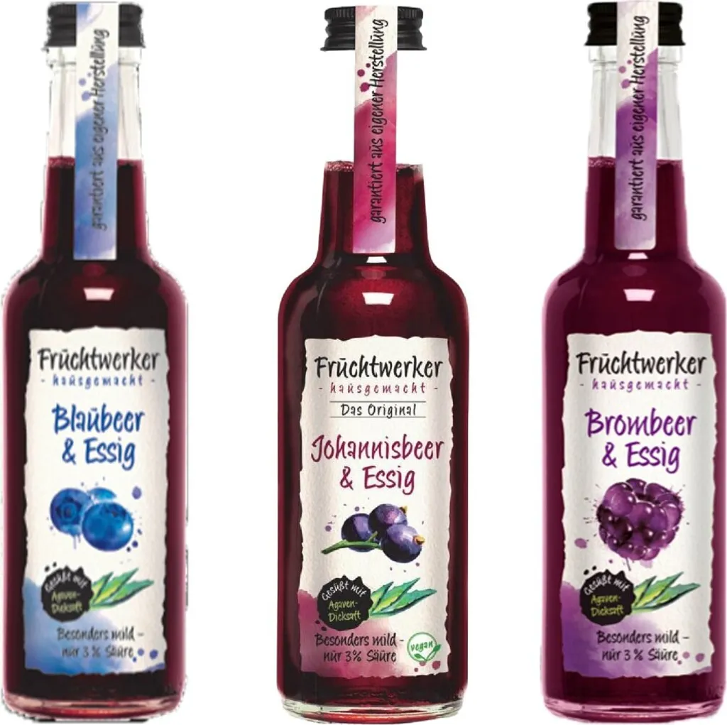 Fruchtwerker Vinegar and Fruit Set - Blueberry + Currant + Blackberry