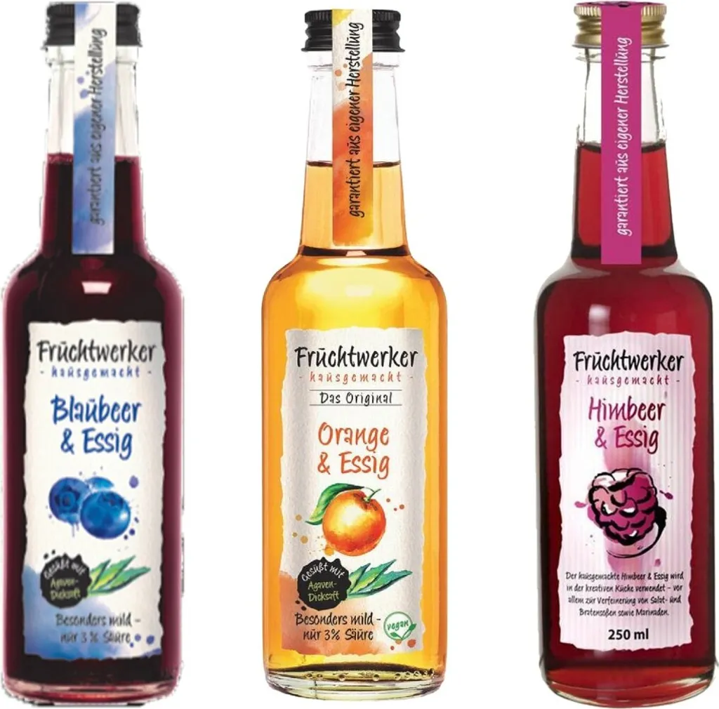 Fruchtwerker Vinegar and Fruit Set - Blueberry + Orange + Raspberry