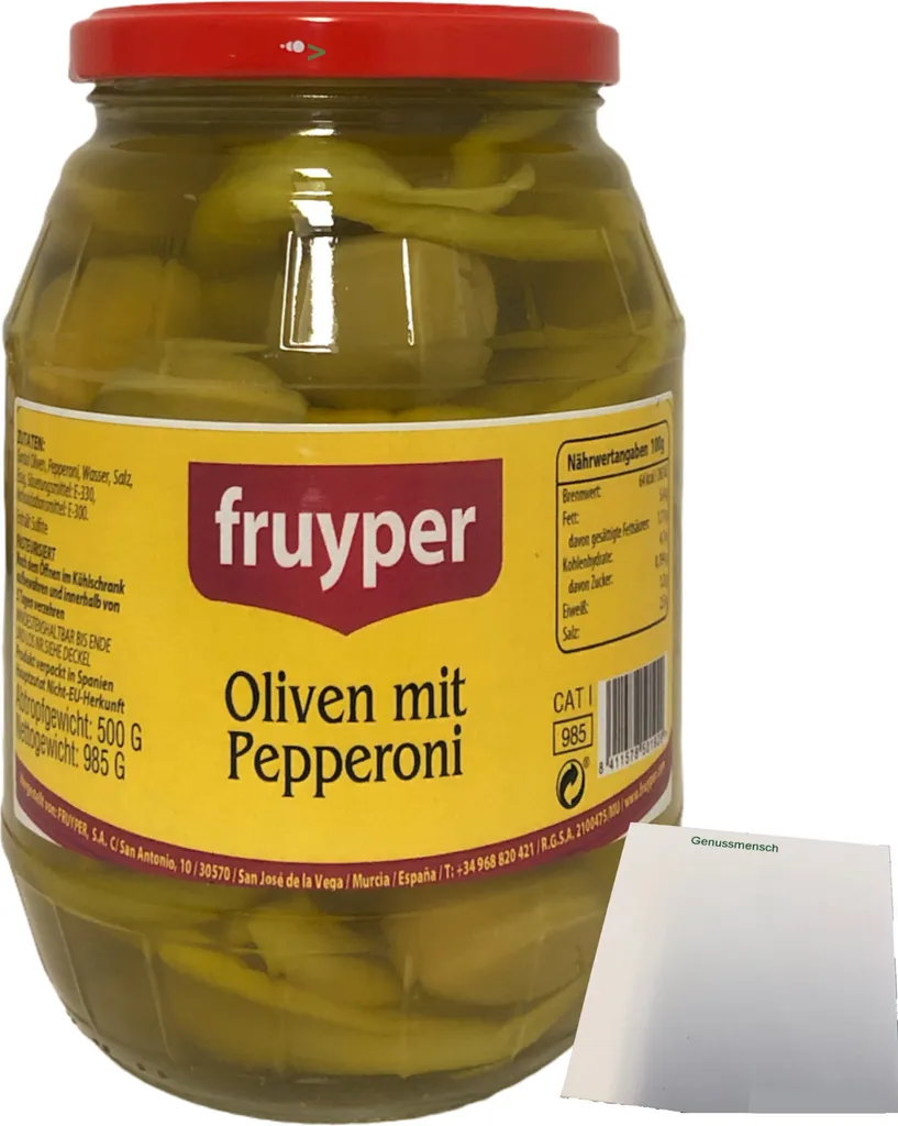 Fruyper green olives with stone and pepperoni (500g jar ATG) + usy block
