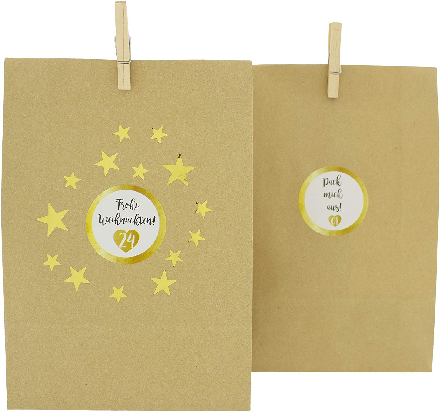 Annastore DIY 25 Paper Bags as Gift Bags or Advent Calendar for Filling - Gift Bags