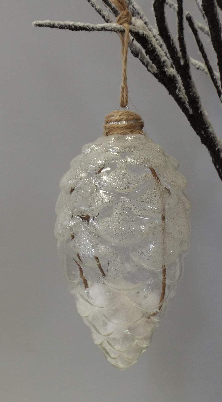 Formano 872012 Glass Pine Cones 17 Cm Natural Filled With Snow Branches Win