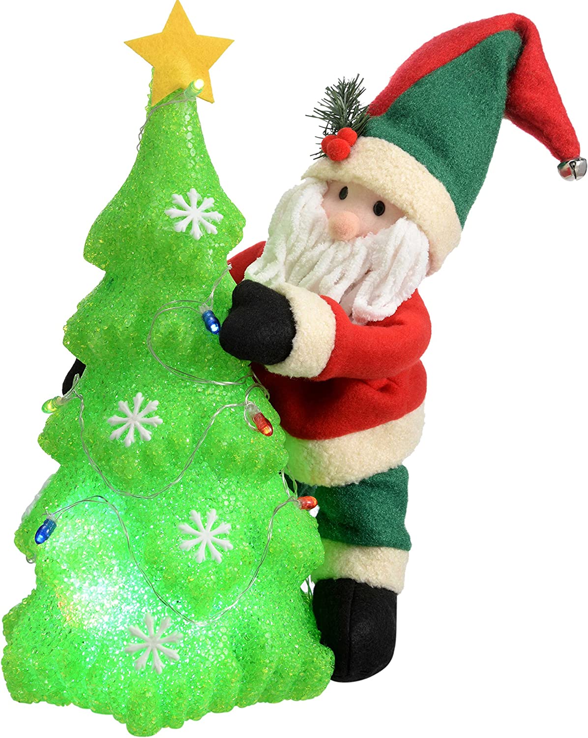 WeRChristmas 39 cm Pre-Lit \"Santa\" Christmas Tree Decoration with Colour Changing LED Light, Multi-Colour