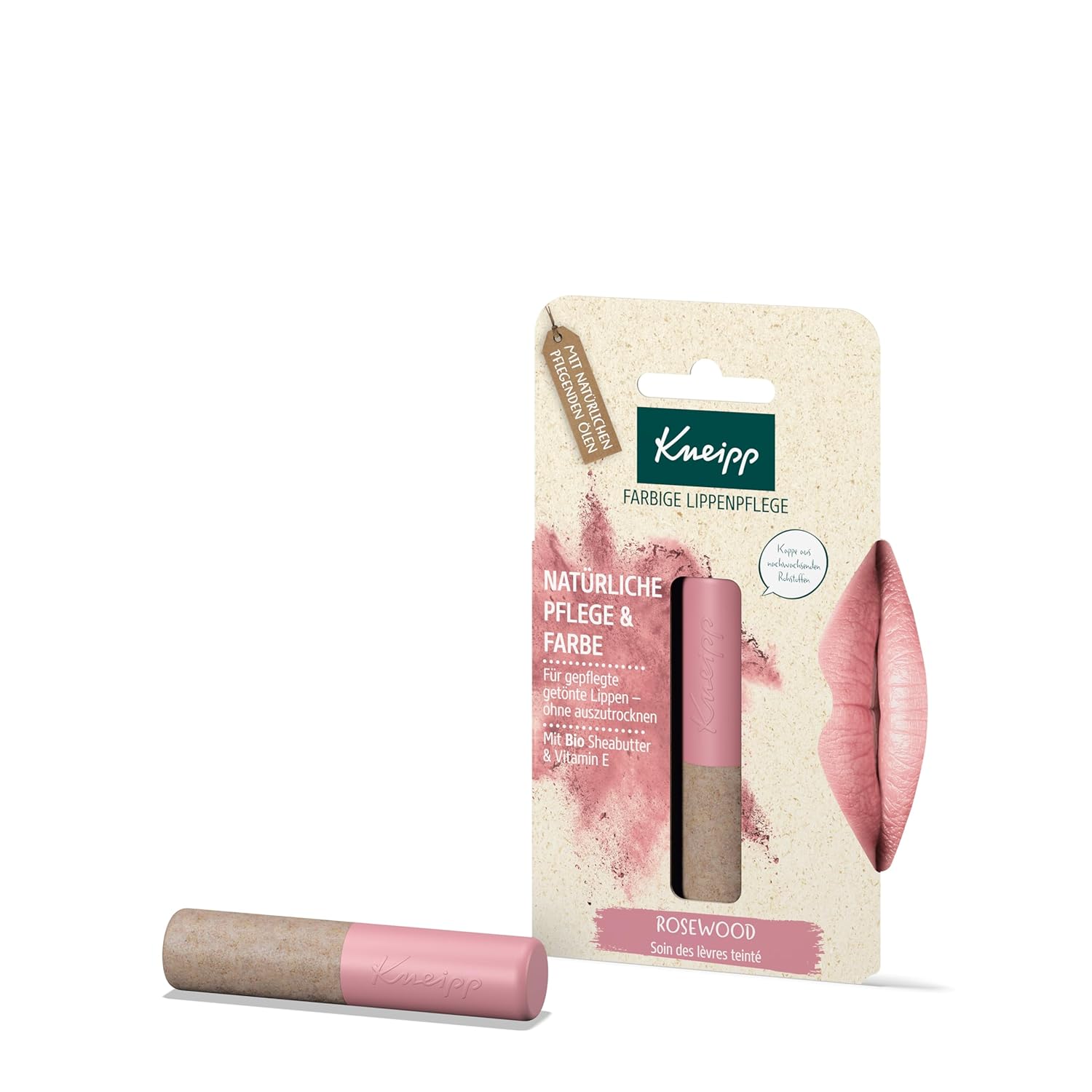 Kneipp Colored Lip Care Rosewood - Natural Care & Color - With Organic Shea Butter & Vitamin E - 3.5 g