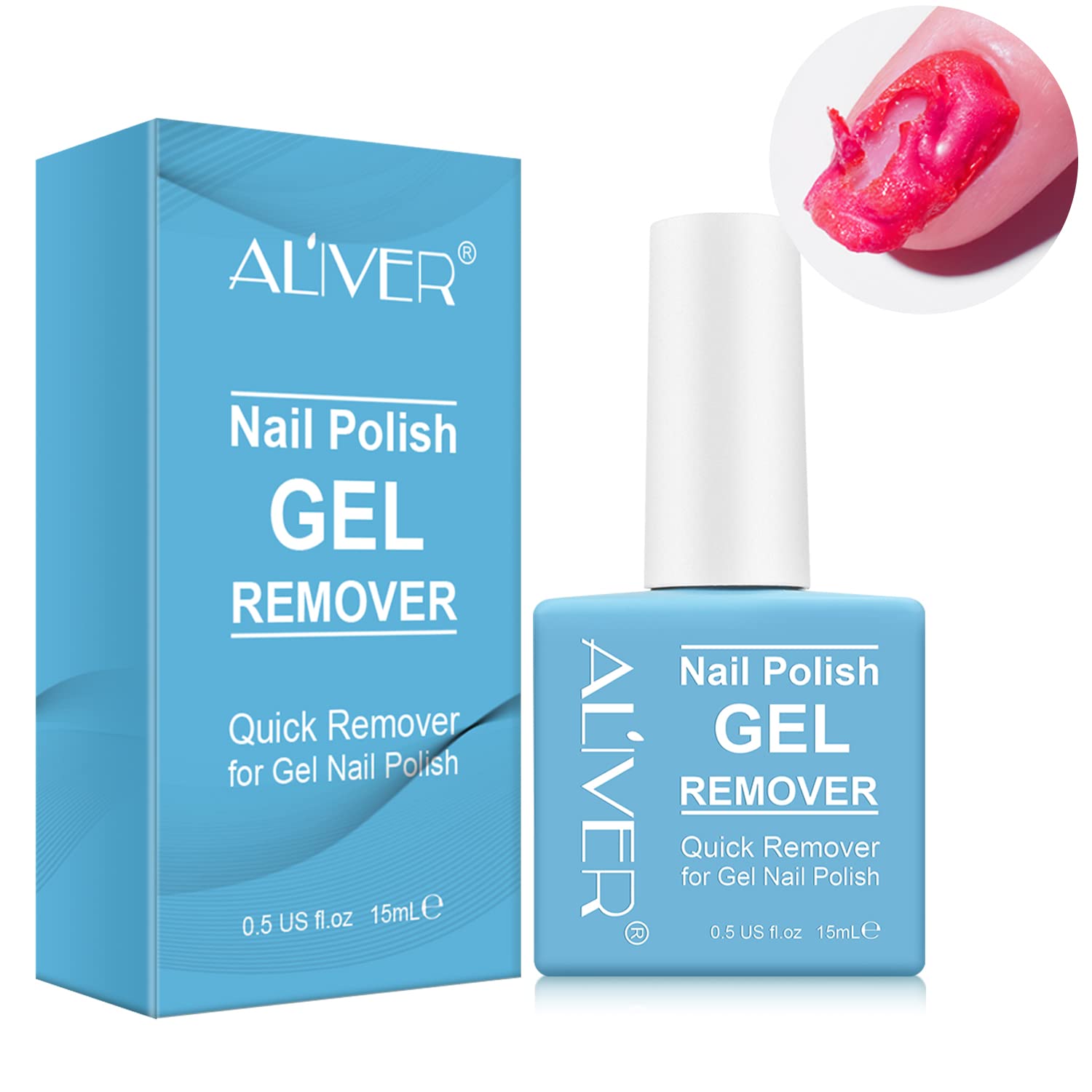 plobrt Nail Polish Remover for Gel Nails, 15 ml, Gel Nails, Shellac Remover, Magic Remover, Easy and Quick without Damaging the Nail, Nail Polish Remover for Nail Art, Natural Nails, Shellac Lacquer, ‎blue