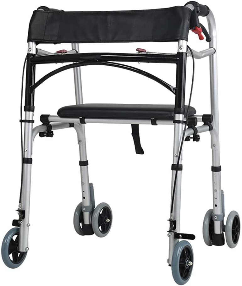 Rolling Walkers Faltbarer Rollator Walker, Leichte Mobilitäts-Gehhilfe Für Ältere Menschen, Senior Rollator Mit Rückenlehne Und Sitz (Size : 80×60×61cm)
