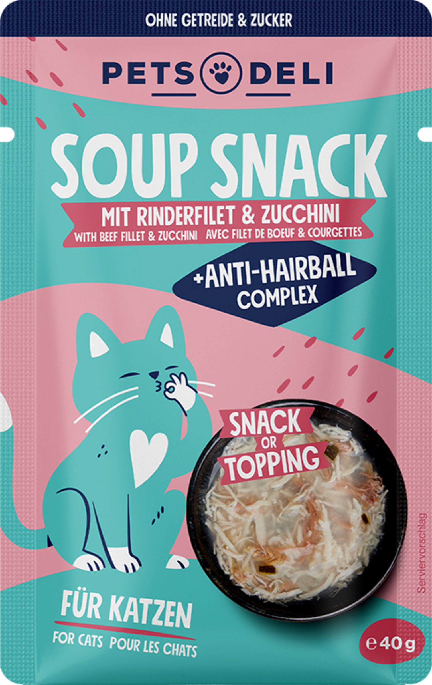 Functional soup anti-hairball with beef and zucchini