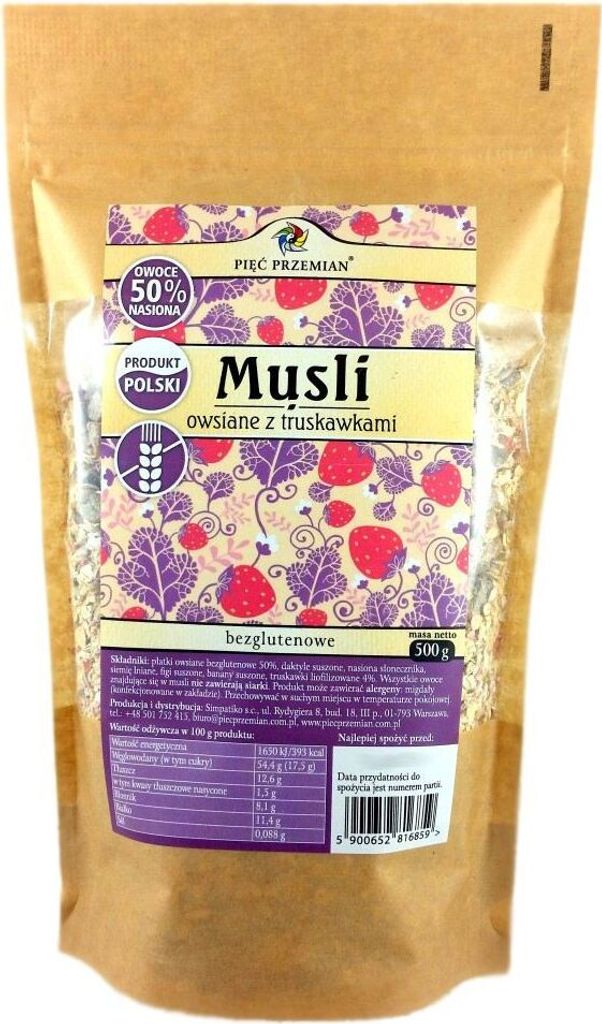 FÜNF TRANSFORMATIONEN Glutenfreies Hafermüsli mit Erdbeeren 500g