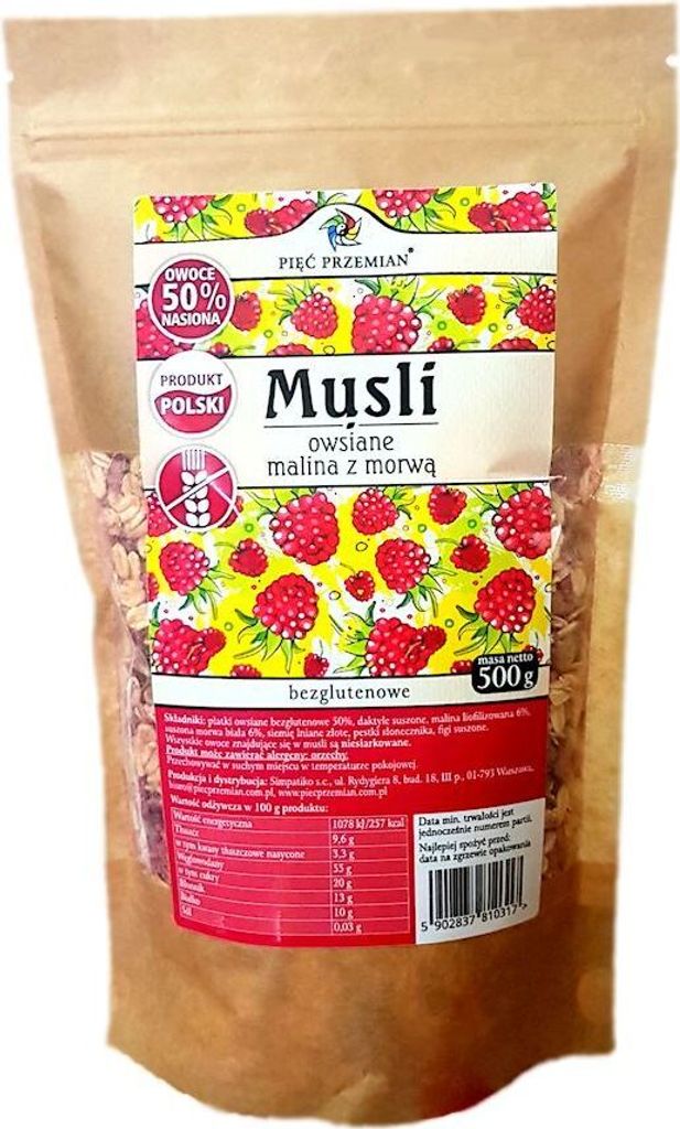 FÜNF TRANSFORMATIONEN Glutenfreies Himbeer- und Maulbeer-Hafermüsli 500 g