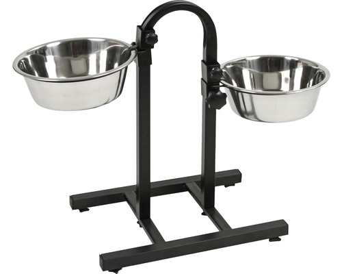 KERBL Deluxe feeding bar incl. bowls height adjustable on both sides 2 x 2800 ml