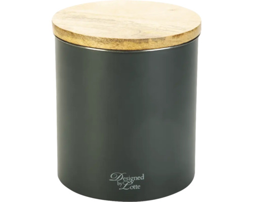 Food container Designed by Lotte Canisto storage container, stainless steel with wooden lid, dark gray, approx. 17 x 17 x 21 cm