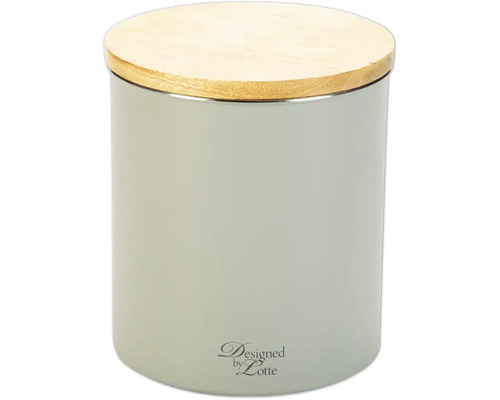 Food container Designed by Lotte Canisto storage container, stainless steel with wooden lid, light gray, approx. 17 x 17 x 21 cm