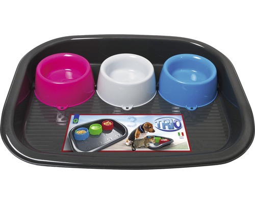 Feeding tray with three bowls 52 x 41 x 9 cm