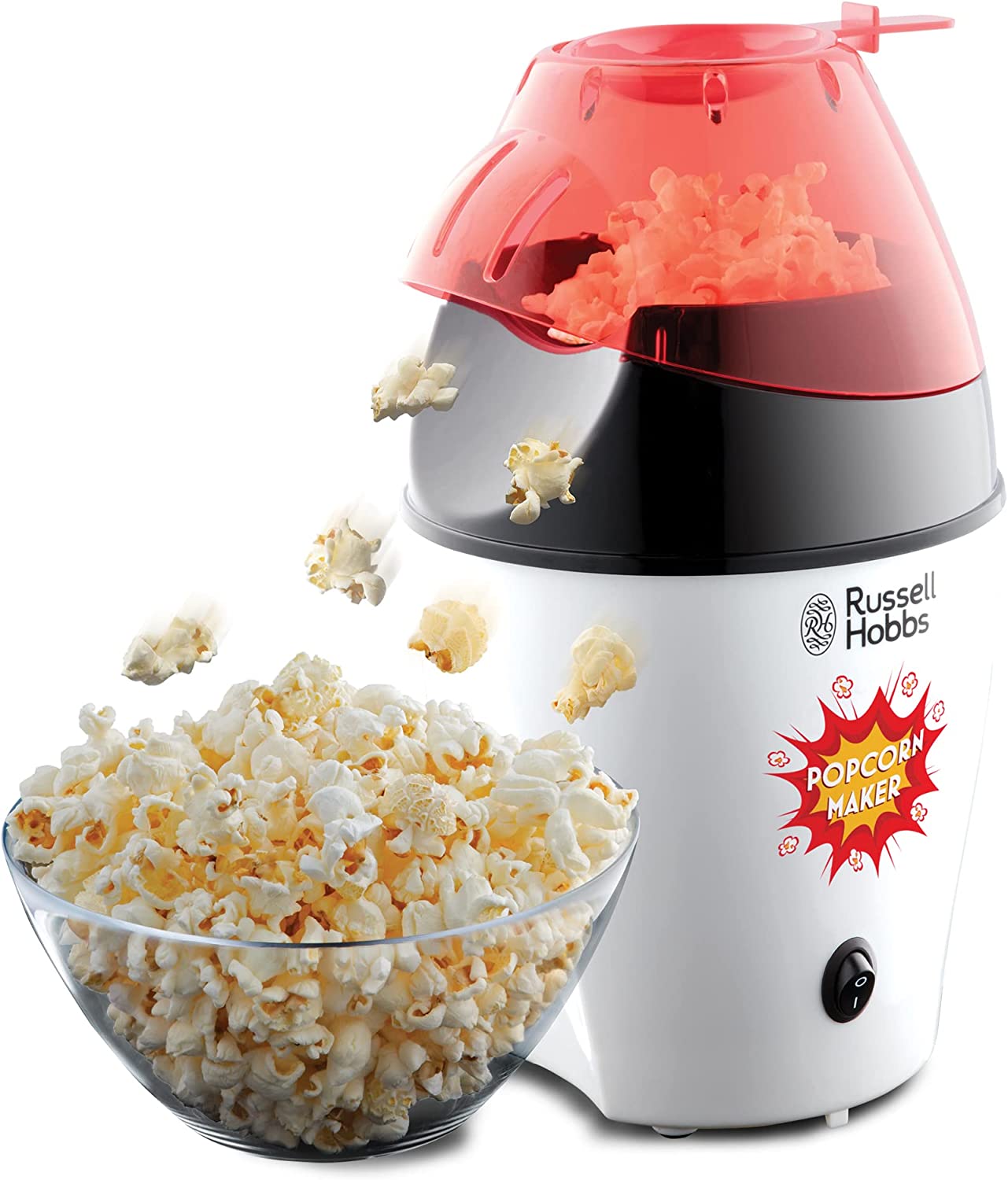 Russell Hobbs Popcorn Maker [Test Winner] Fiesta (Hot Air Popcorn Maker, Fat & Oil Free, incl. Corn Measuring Spoon, 1200W) 24630-56