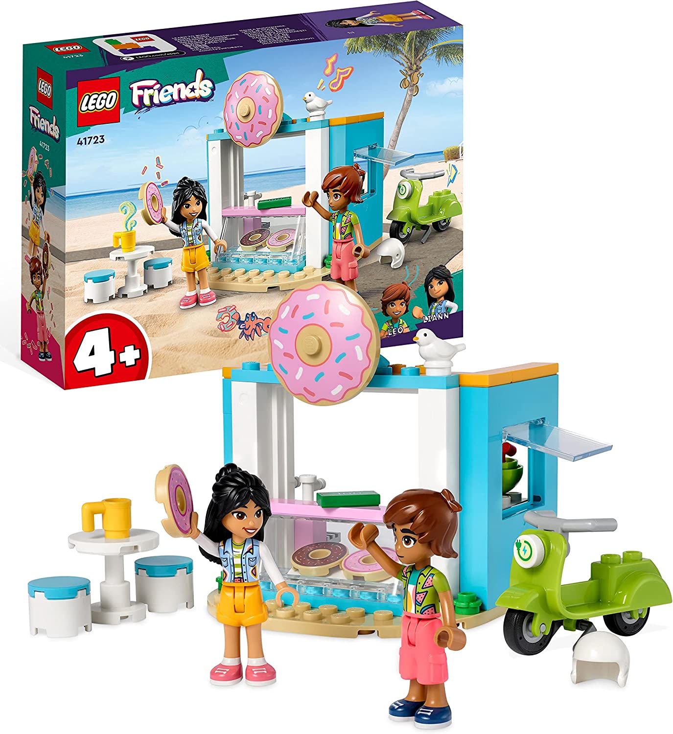 LEGO 41723 Friends Donut Shop, Toy Shop with Mini Dolls Liann and Leo, 2023 Figures, Playset for Girls and Boys from 4 Years