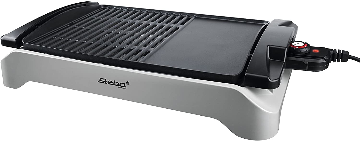 Steba VG 101 BBQ table grill, large grill surface 43 x 30.5 cm, continuous temperature control for optimal grill results, low-fat: frying liquid runs into a drip tray, 2000 W.
