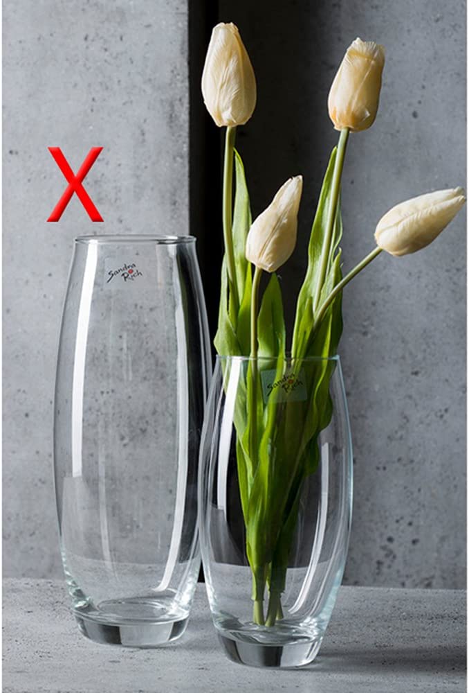 Decorative Glass Vase Amaryllis Height 26 Cm Diameter 8 Cm Transparent Sand