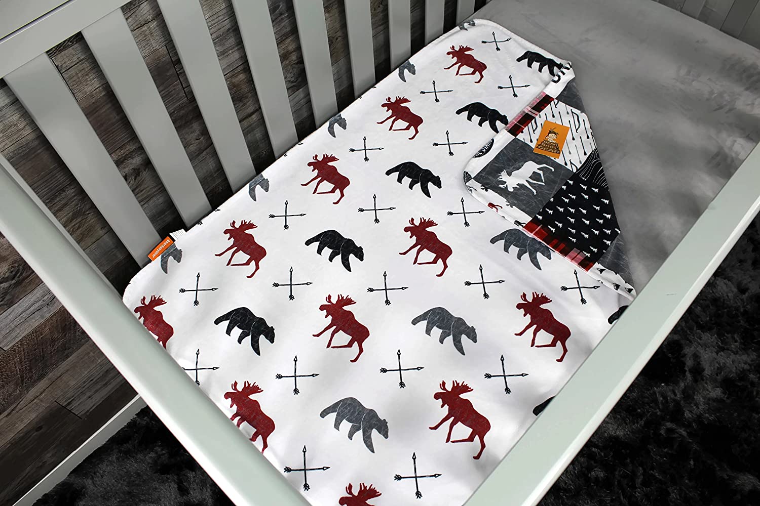 Dear Baby Gear Deluxe Minky Print Double Layer Baby Blanket Moose Northwoods