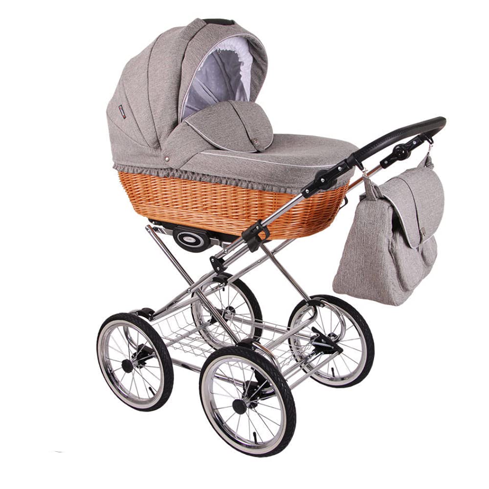 SaintBaby Rocky Mountains RL33 2-in-1 Sustainable Retro Wicker Basket Linen Retro Len without Baby Car Seat