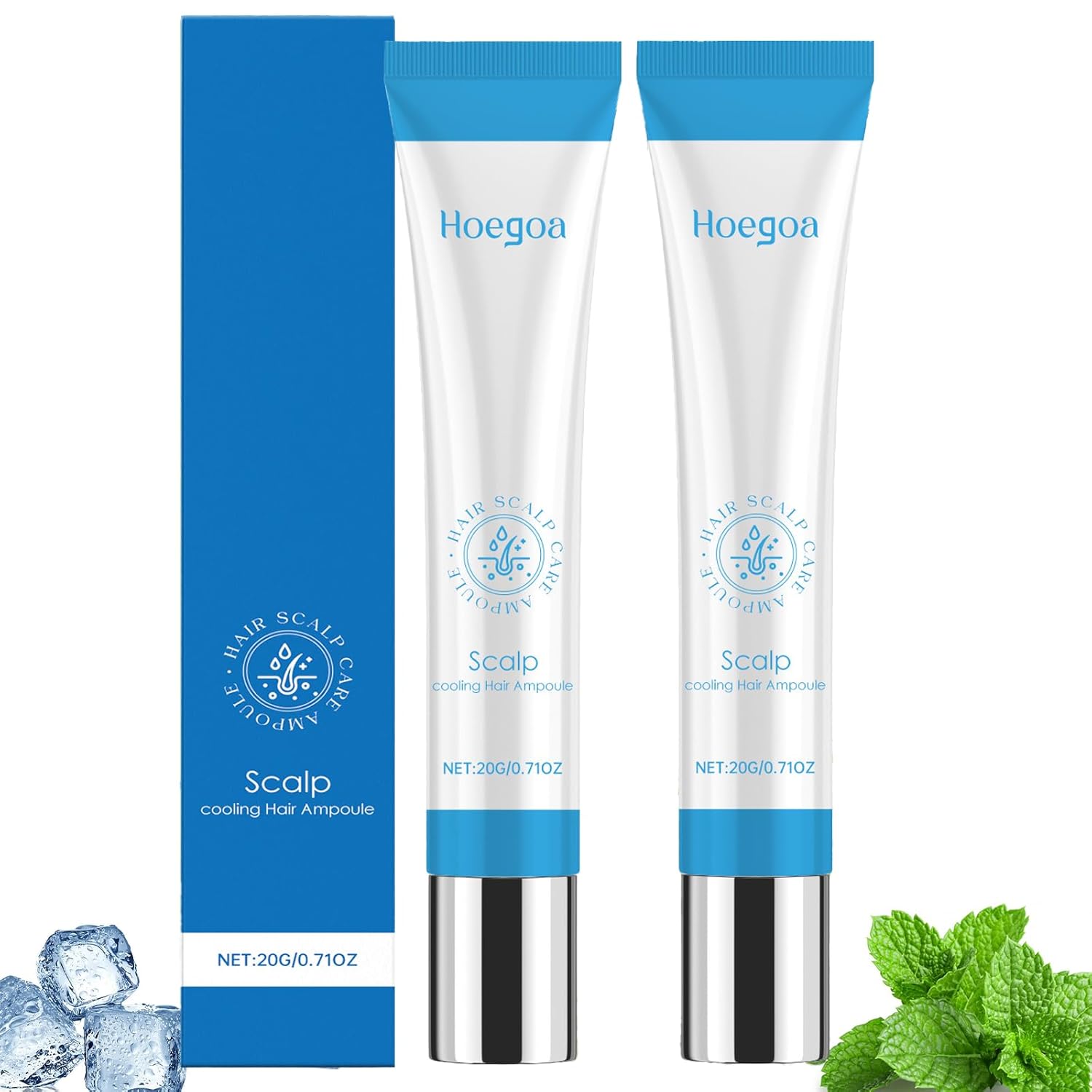 2 x Scalphy Hair Serum, Seapuri Scalp Serum, Cooling Hair Ampoule, 20 ml Hair Essences Ball Keep Scalp Clean, Scalp Cooling Hair Ampoule, Hair Growth Accelerate, Improves Hair Shine, Not Greasy (L)